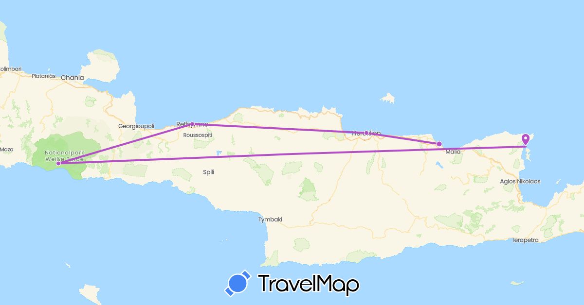 TravelMap itinerary: train in Greece (Europe)